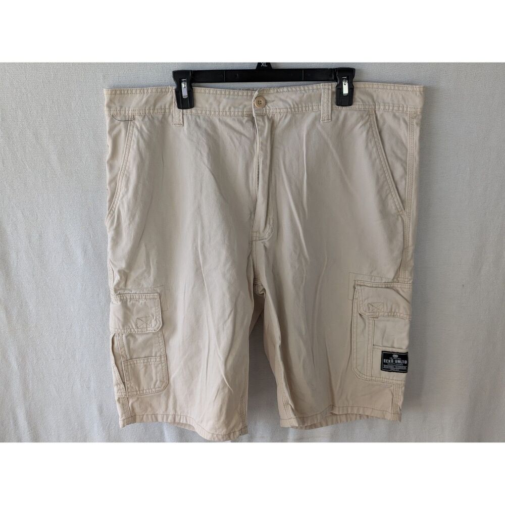 Y2k Ecko Unltd. Baggy Cargo Shorts Cream Men's Size 40 - Picture 2 of 13